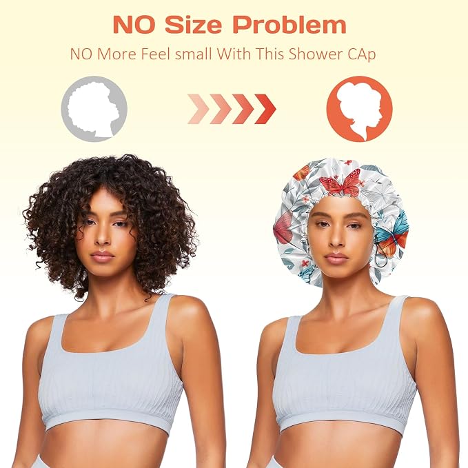Shower Cap Reusable Double Layer Adjustable Elastic Waterproof EVA Hair Bath - Image 5