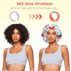 Shower Cap Reusable Double Layer Adjustable Elastic Waterproof EVA Hair Bath - Image 5