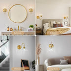 1 Piece Vintage Wall Sconce, 1-Light Brushed Gold Finish Wall Sconce - Image 5