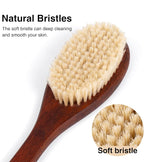 Wooden Bath Brush with Gentle Bristles Long Handle - Image 2