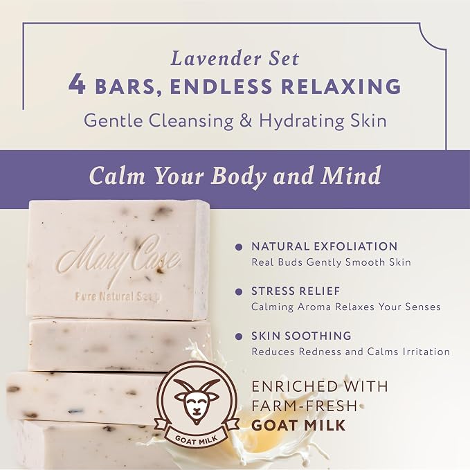 Mary Case Goat Milk & Lavender Bar Soap Set of 4 | Natural Soap - Image 2