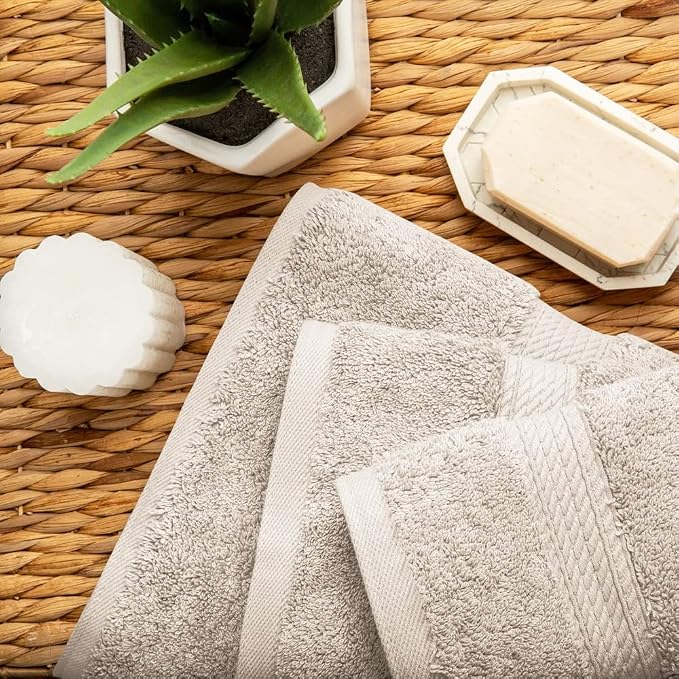 SUPERIOR Egyptian Cotton Pile 3 Piece Towel Set, Includes 1 Bath, 1 Hand - Image 8