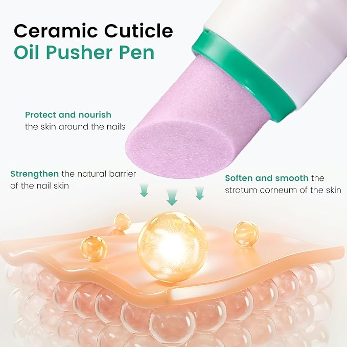 Ceramic Cuticle Oil Pusher Pen: 3-in-1 Nail Cuticle Buffer Pens - Image 8