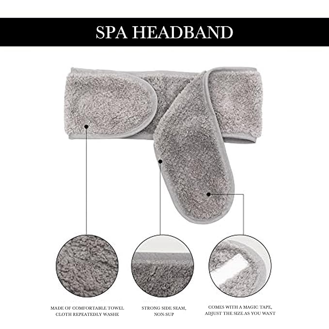 Simnice Spa Facial Headband for Washing Face, Adjustable Facial Headbands - Image 4