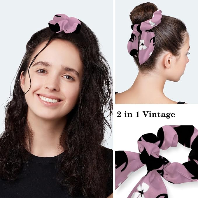 Scrub Caps Women Ponytail Cute Pink and White Leaves Caps Bouffant Working Hat - Image 5
