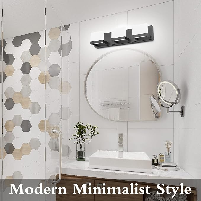 Tipace Black LED Vanity Lighting Fixture Modern 3 Lights Vanity Lights - Image 4