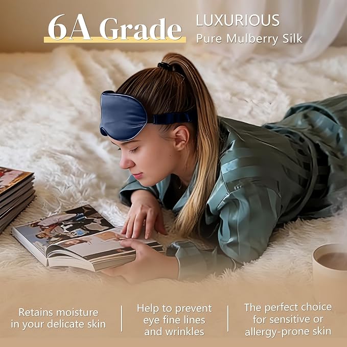 ZIMASILK Adjustable 22 Momme 100% Pure Mulberry Silk Sleep Mask, 3D Contoured - Image 4