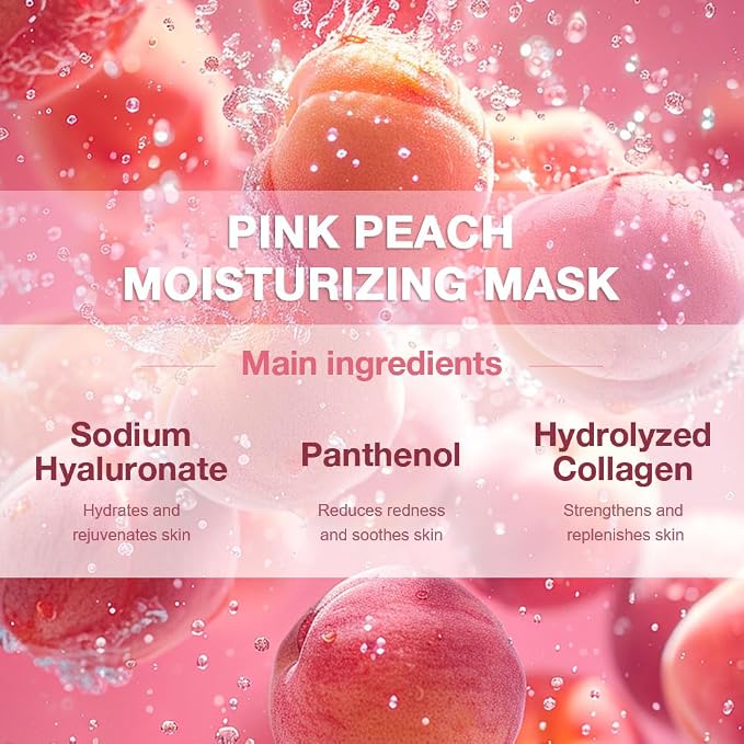 Kaely 12 Pack Peach Face Masks for Kids, Kids Face Mask Spa Day Kit Supplies - Image 4