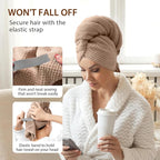 YFONG Large Hair Towel Wrap for Women, Super Absorbent Microfiber Hair Towel - Image 4