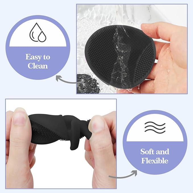 Manmihealth Silicone Back Scrubber & Shower Face Brush Set, Gentle-Cleaning & - Image 5