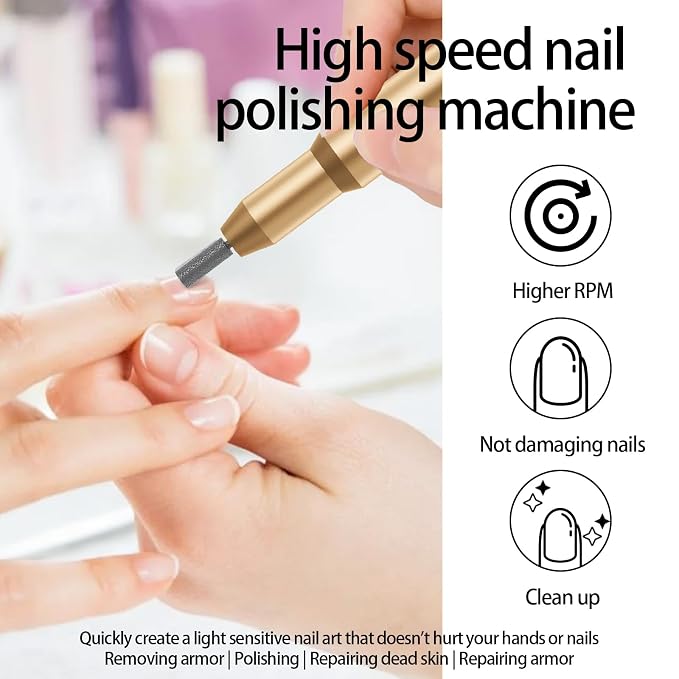 Nail Drill Kit Electric Rechargeable Set Cordless Nail Art Grinding Machine - Image 4