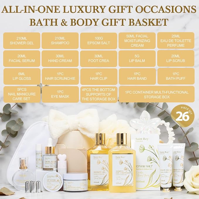 Mothers Day Gifts for Women, Face Skin Lip Care, Bath & Body Set, Self Care Kit - Image 2