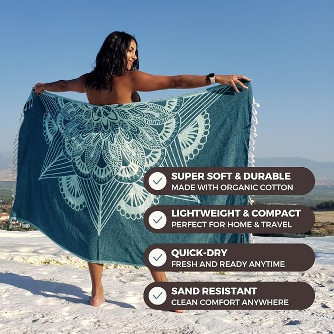 FESHKA Sand Proof Turkish Beach Towel – Oversized, Quick Dry & Lightweight - Image 2
