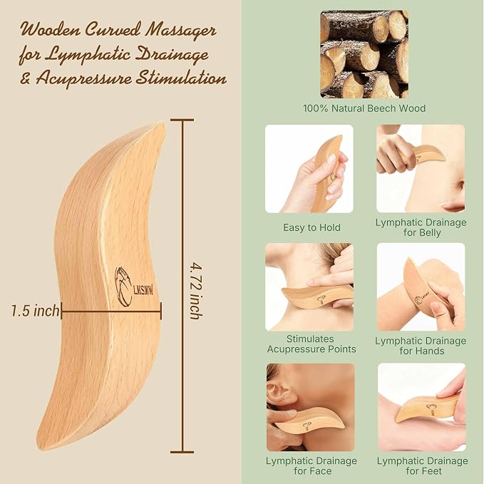 Dry Body Brush Set for Lymphatic Drainage, Round Boar Bristle Dry Brushing Body - Image 5