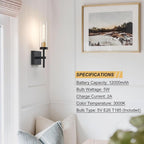 Wireless Wall Sconces with Remote Control, Battery Operated Wall Sconce Set of 2 - Image 7