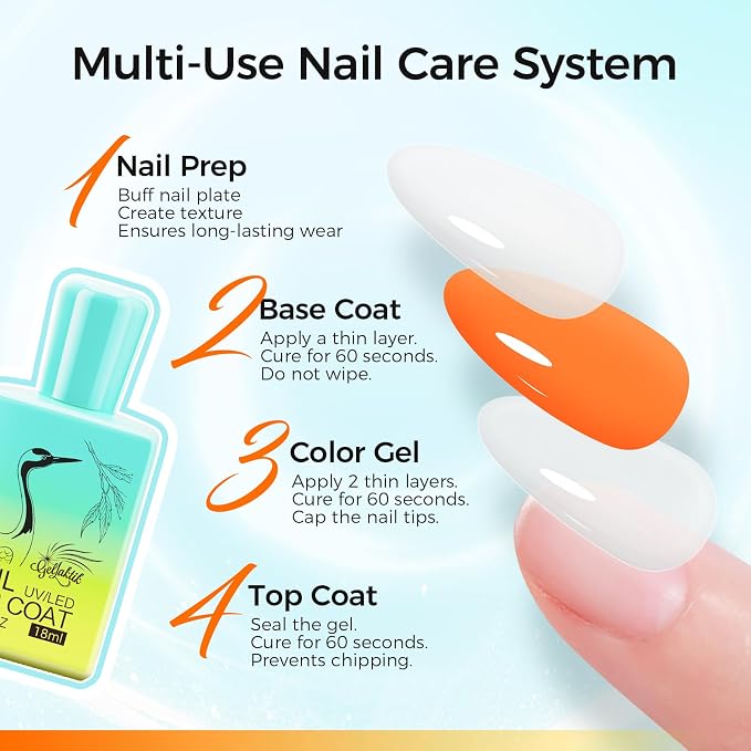 2 Pcs 18ml Gel Base Coat and Glossy Top Coat Set No Wipe Foundation Combination - Image 7