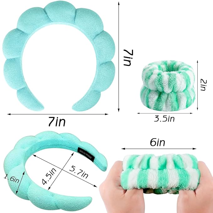 Zkptops Spa Headband for Washing Face Wristband Set Sponge Makeup Skincare - Image 6