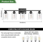 Ascher 5-Light Bathroom Light Fixtures, 33 Inch Vanity Lights - Image 3