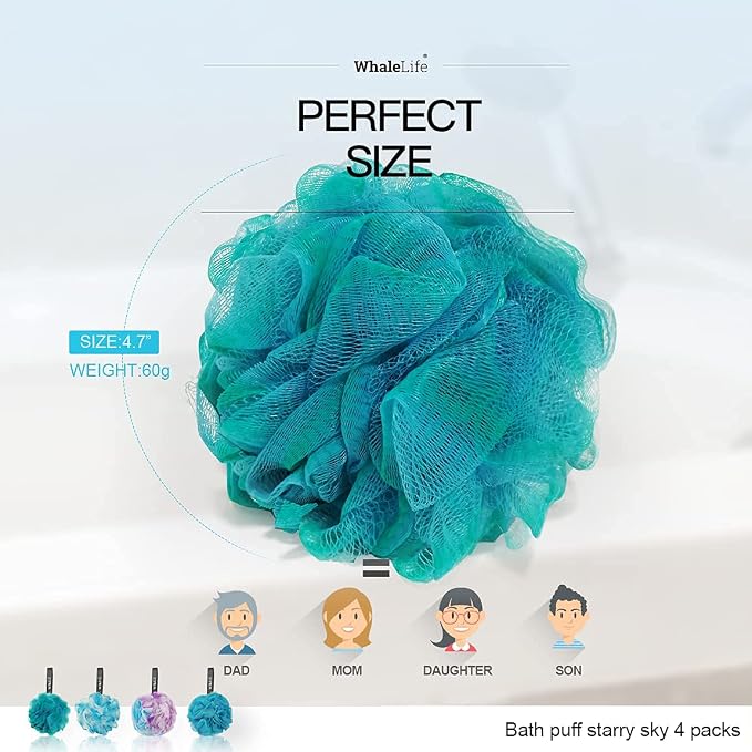 Loofah Sponge Bath Sponge for Women Men 4 Pack - Image 7