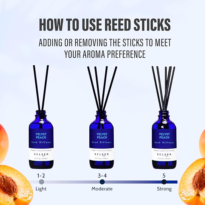 Xcleen Reed Diffuser Set, Velvet Peach Scent Fragrance Oil Diffuser, Reed - Image 4