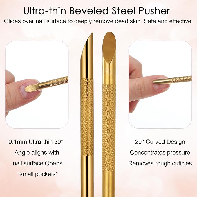 100/180 Grit Sandpaper Sheets Dual Ended Nail Cuticle Pusher, Cuticle File - Image 4