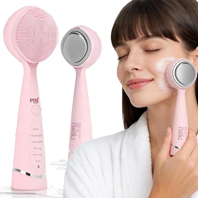 PRITECH Facial Cleansing Brush, Rechargeable Silicone Face Scrubber by PRITECH