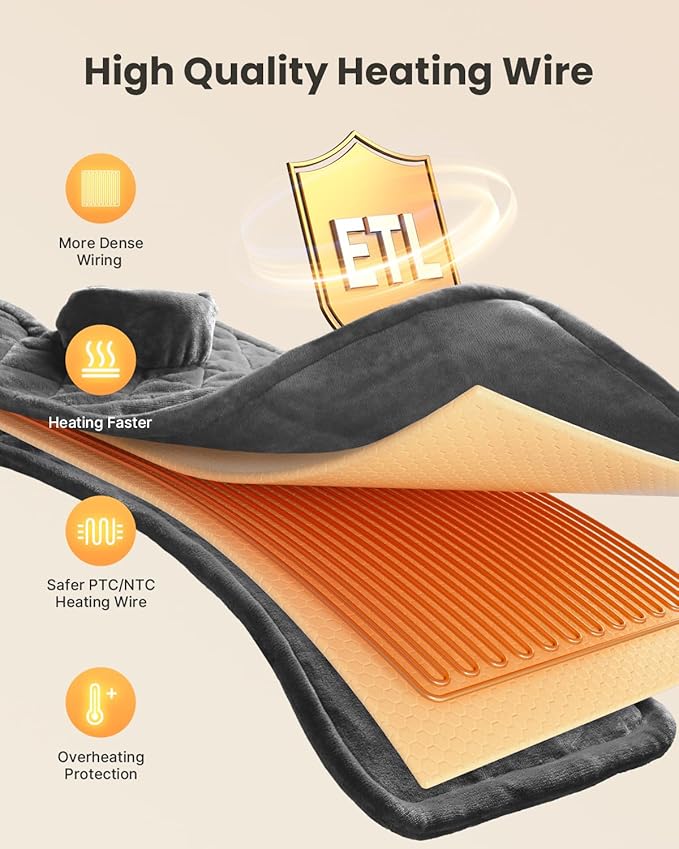iDOO Heating Pad for Neck and Shoulders and Back for Pain Relief, Mothers Day - Image 4