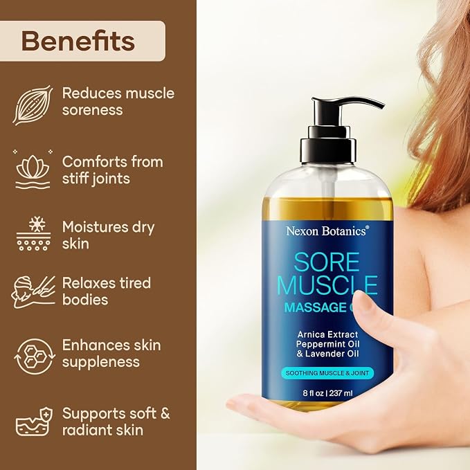 Sore Muscle Massage Oil for Massage Therapy 8 fl oz - Image 3