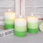 Pillar Candles 3x4 Inch Eucalyptus Scented Hand-Poured Layered Green Gradient - Image 7