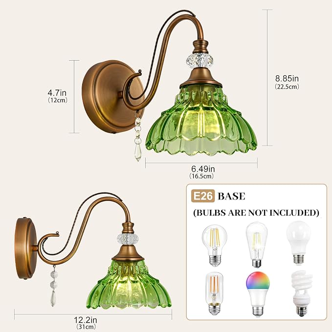 1 Piece Vintage Wall Sconce, 1-Light Matte Antique Brass Finish Wall Sconce - Image 6