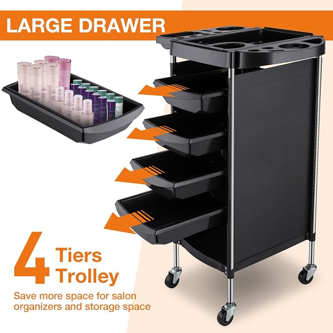 Noverlife Hair Salon Storage Tool Cart, 6-Layer Salon Cart - Image 4
