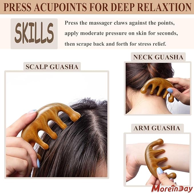 Wooden Massage Comb, Wooden Scalp Massager, Scalp Gua Sha - Image 4