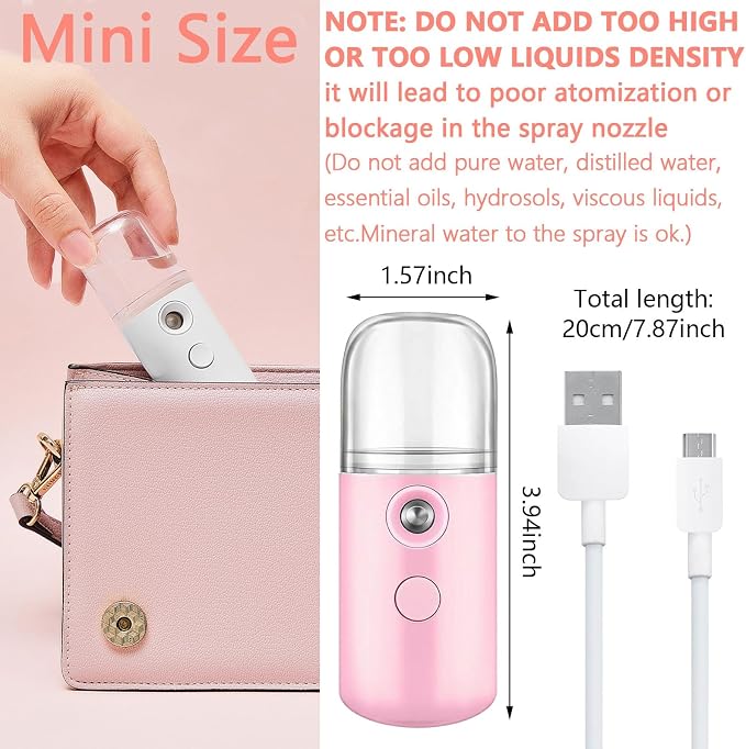 Mudder 4 Pcs Nano Facial Mister Handy Nano Mist Sprayer 30ml Visual Water Tank - Image 4