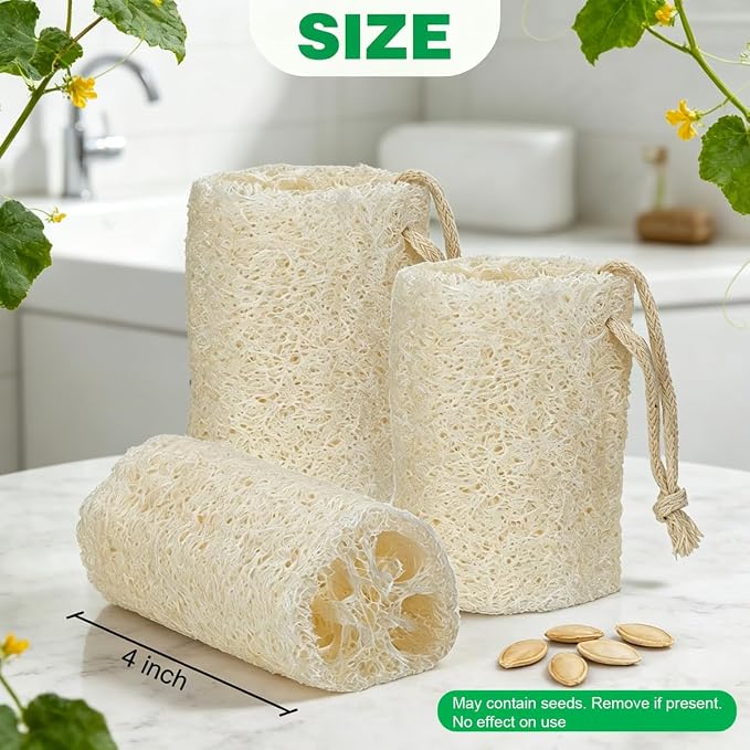 pisdoplop Natural Loofah Exfoliating Body Sponge Scrubber, 4 inch-Long Organic - Image 3