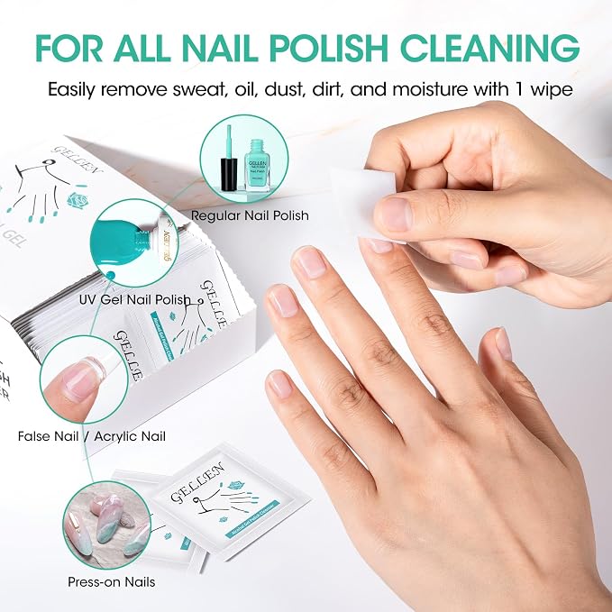 GELLEN Nail Cleanser Pads, 200 Pack Alcohol Prep Pads Nail Cleanser Wipes - Image 3