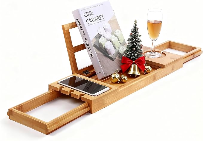 Utoplike Bamboo Bathtub Caddy Tray Bath Tray by Utoplike