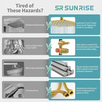 SR SUN RISE Shower Faucets Sets Complete Brushed Gold Square Rain Shower Head - Image 3