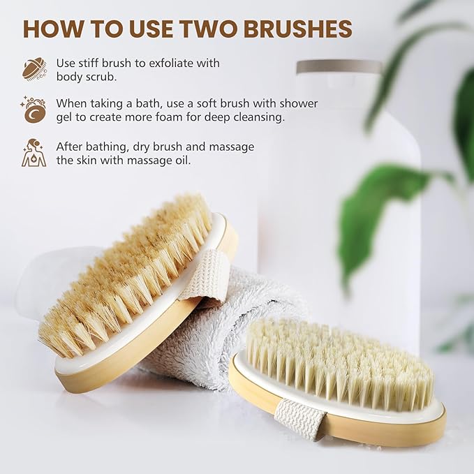 POPCHOSE Dry Brushing Body Brush, Natural Bristle Dry Skin Exfoliating Brush - Image 5