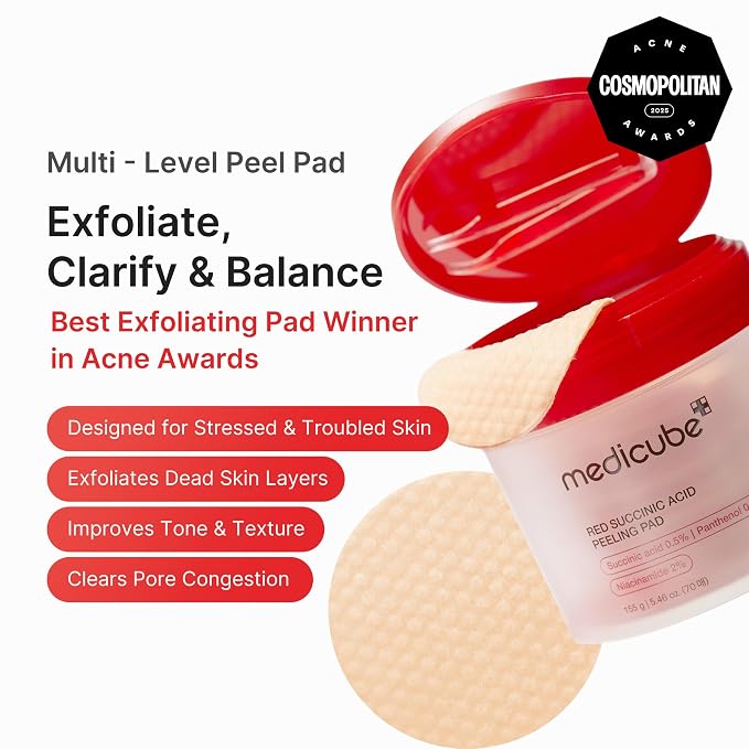 medicube Toner Pads Red Succinic Acid Panthenol Facial Peeling Pad | - Image 2