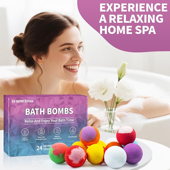 Bath Bombs for Women & Men, Basket Set for Mothers Day Gifts for Mom, Spa - Image 3