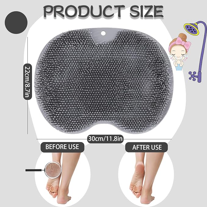 Shower Foot Scrubber, Wall Mounted Bath Massage Pad, Back Scrubber Back - Image 2