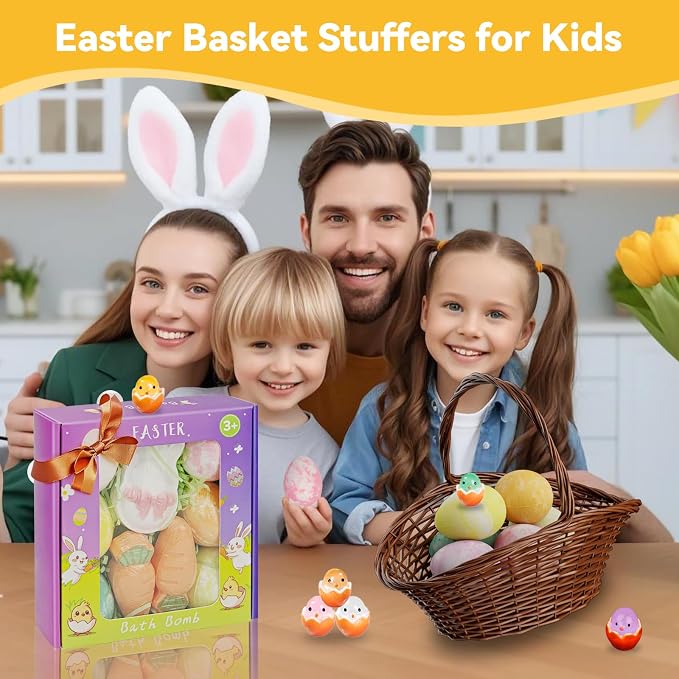 Easter Bath Bombs with Surprise Inside: 9 Pcs Natural Organic Egg Bunny Shaped - Image 7