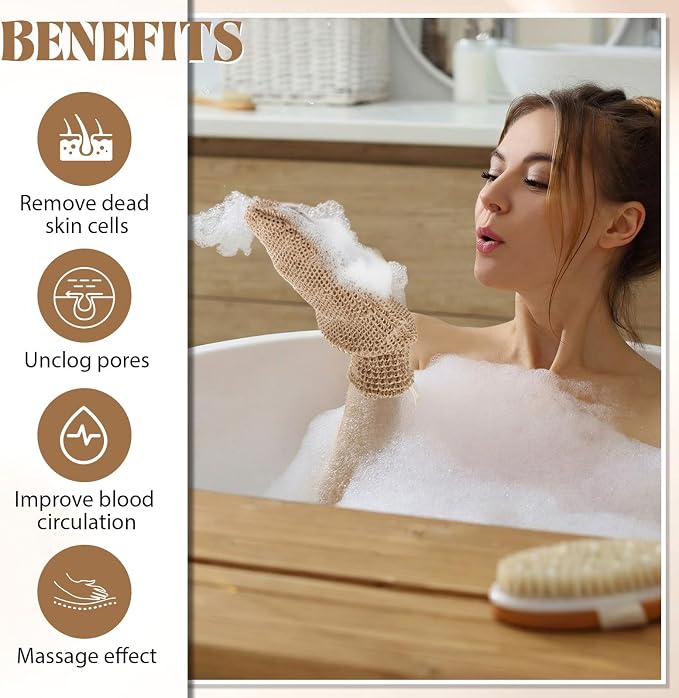 30 Pcs Exfoliating Shower Gloves Stretchable Jute Bath Mitts - Image 6