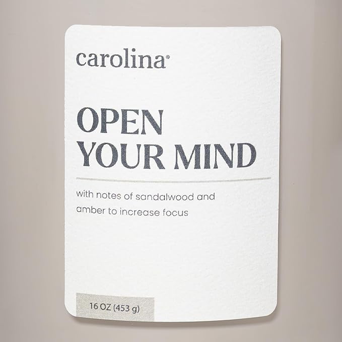 Carolina Open Your Mind Scented Candle, 16 oz Sandalwood & Amber Scented - Image 5