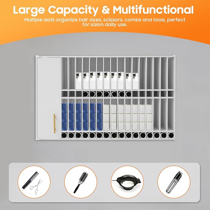 Professional Hair Color Organizer Rack, Wall Mounted Barber Salon Station - Image 4