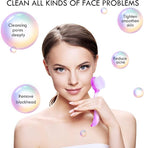 3 Pieces Facial Cleansing Brush Acrylic Handle Face Scrubbers Soft Bristle - Image 2
