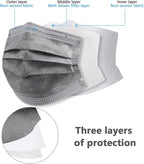 akgk 100PCS Grey Disposable Face Masks, 3-Ply Breathable Grey Face Mask - Image 3