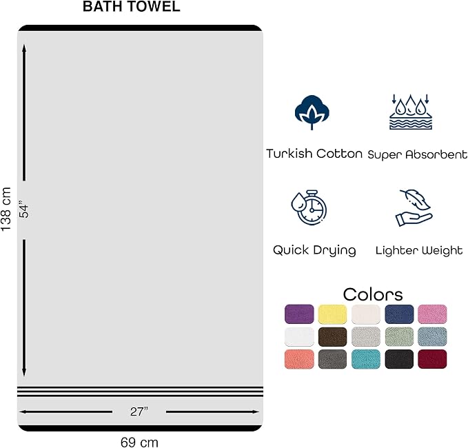 Hawmam Linen White Bath Towels 4 Pack 27 x 54 Inches 100% Turkish Cotton Soft - Image 6