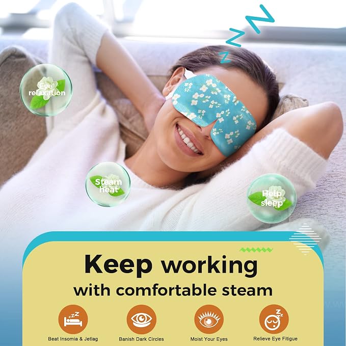 16-Pack Steam Eye Masks for Dry Eyes, Jasmine Warm Eye Mask for Tired Eyes - Image 4