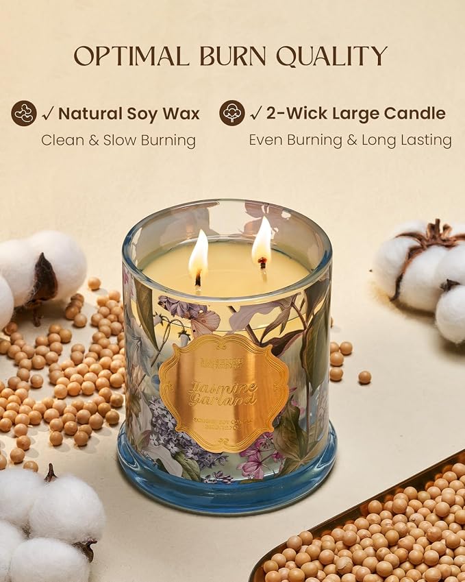 M&SENSE Jasmine Garland Spring Natural Soy Candle, 12.7oz 75H Slow Burning - Image 4